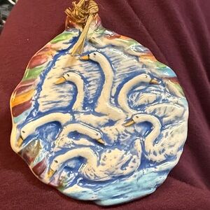 Multicolor Ceramic Swan Ornament